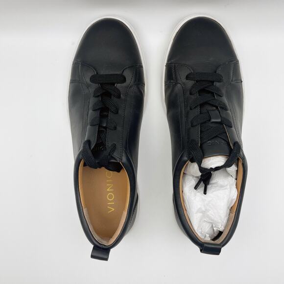Vionic Mens Lucas Sneaker US 8vM EU 41 Black White Leather NIB - Picture 10 of 12